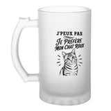 Verre à Bière J’peux pas je préfère mon Chat roux