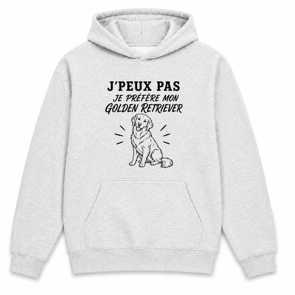 Sweat à Capuche J’peux pas je préfère mon Golden Retriever