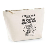 Trousse Beige J’peux pas je préfère mon Chat roux