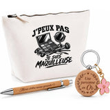 Coffret Cadeau J’peux pas je suis Maquilleuse – Trousse, stylo bambou et porte-clés