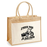 Sac Cabas Jute avec Poche J’peux pas je suis Papa
