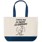 Grand Sac Cabas Fond Bleu J’peux pas je préfère les Kangourous