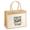 Sac Cabas Jute avec Poche J’peux pas je suis Instit