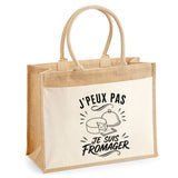 Sac Cabas Jute avec Poche J’peux pas je suis Fromager