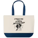 Grand Sac Cabas Fond Bleu J’peux pas je préfère mon Épagneul Breton