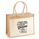 Sac Cabas Jute avec Poche J’peux pas je préfère m’occuper de mon Bonsaï