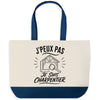 Grand Sac Cabas Fond Bleu J’peux pas je suis Charpentier