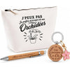 Coffret Cadeau J’peux pas je préfère m’occuper de mes Orchidées – Trousse, stylo bambou et porte-clés