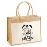 Sac Cabas Jute avec Poche J’peux pas je suis Paysagiste