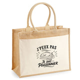 Sac Cabas Jute avec Poche J’peux pas je suis Poissonnier