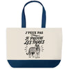 Grand Sac Cabas Fond Bleu J’peux pas je préfère les Tigres