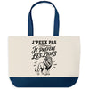 Grand Sac Cabas Fond Bleu J’peux pas je préfère les Lions