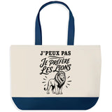 Grand Sac Cabas Fond Bleu J’peux pas je préfère les Lions