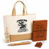 Coffret Cadeau J’peux pas je suis Barbier – Sac jute, carnet, stylo, porte-clés et marque-page