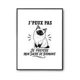 Poster J’peux pas je préfère mon Sacré de Birmanie