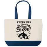 Grand Sac Cabas Fond Bleu J’peux pas je préfère les Orques