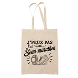 Tote Bag Beige J’peux pas j’ai Semi-marathon