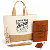 Coffret Cadeau J’peux pas j’ai Snow – Sac jute, carnet, stylo, porte-clés et marque-page