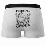 Boxer Homme J’peux pas je pars en Camargue – Impression au dos