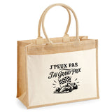 Sac Cabas Jute avec Poche J’peux pas j’ai Grand Prix