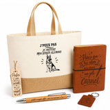 Coffret Cadeau J’peux pas je préfère mon Berger Allemand – Sac jute, carnet, stylo, porte-clés et marque-page