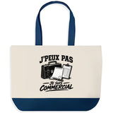 Grand Sac Cabas Fond Bleu J’peux pas je suis Commercial