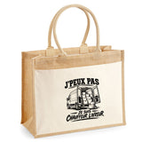 Sac Cabas Jute avec Poche J’peux pas je suis Chauffeur livreur