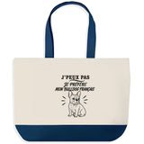 Grand Sac Cabas Fond Bleu J’peux pas je préfère mon Bulldog Français