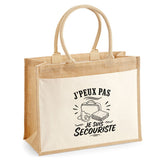 Sac Cabas Jute avec Poche J’peux pas je suis Secouriste