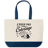 Grand Sac Cabas Fond Bleu J’peux pas j’ai Coloriage