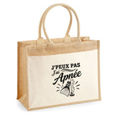 Sac Cabas Jute avec Poche J’peux pas j’ai Apnée