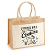 Sac Cabas Jute avec Poche J’peux pas j’ai couture J'peux pas minimaliste