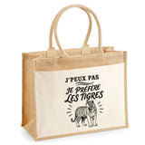 Sac Cabas Jute avec Poche J’peux pas je préfère les Tigres