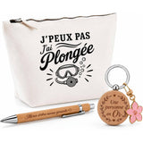 Coffret Cadeau J’peux pas j’ai Plongée – Trousse, stylo bambou et porte-clés