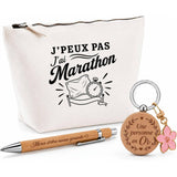 Coffret Cadeau J’peux pas j’ai Marathon – Trousse, stylo bambou et porte-clés