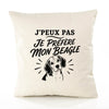 Housse de Coussin J’peux pas je préfère mon Beagle