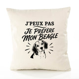 Housse de Coussin J’peux pas je préfère mon Beagle