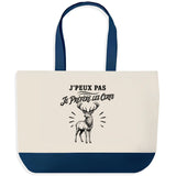Grand Sac Cabas Fond Bleu J’peux pas je préfère les Cerfs