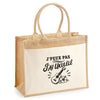 Sac Cabas Jute avec Poche J’peux pas j’ai Ukulélé