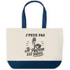 Grand Sac Cabas Fond Bleu J’peux pas je préfère les Pâtes