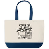 Grand Sac Cabas Fond Bleu J’peux pas je suis Palefrenier