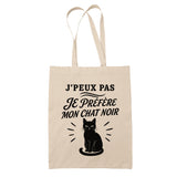 Tote Bag Beige J’peux pas je préfère mon Chat noir