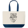 Grand Sac Cabas Fond Bleu J’peux pas je préfère mon Gecko