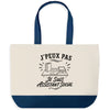 Grand Sac Cabas Fond Bleu J’peux pas je suis Assistant social