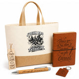 Coffret Cadeau J’peux pas je suis Tatoueur – Sac jute, carnet, stylo, porte-clés et marque-page