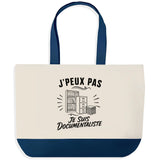 Grand Sac Cabas Fond Bleu J’peux pas je suis Documentaliste