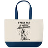 Grand Sac Cabas Fond Bleu J’peux pas je préfère mon Malinois