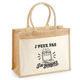 Sac Cabas Jute avec Poche J’peux pas j’ai Bougies