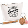 Coffret Cadeau J’peux pas j’ai Spinning – Trousse, stylo bambou et porte-clés