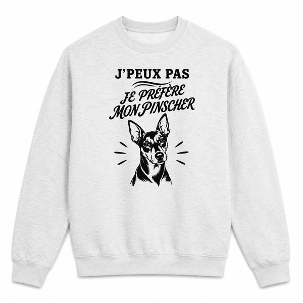 Sweat Gris Chiné J’peux pas je préfère mon Pinscher